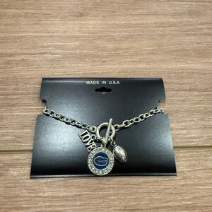 University of Florida Silver Chain Charm Bracelet with Love and Football Pendant